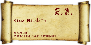 Riez Milán névjegykártya